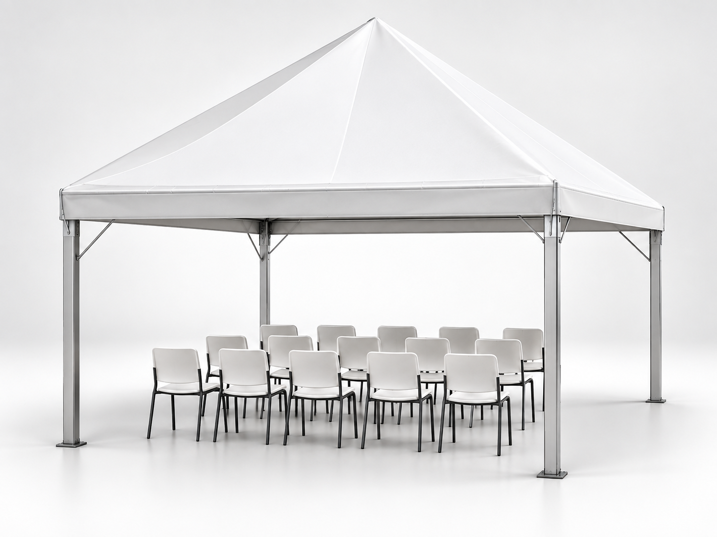 Tenda 3x3 com configuração de 15 cadeiras