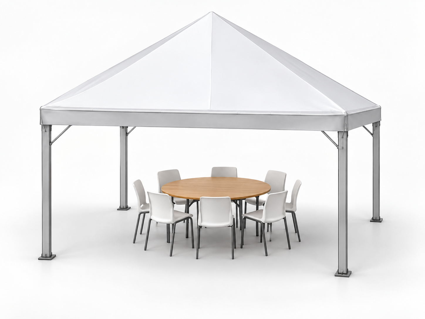 Tenda 3x3 com mesa redonda e cadeiras
